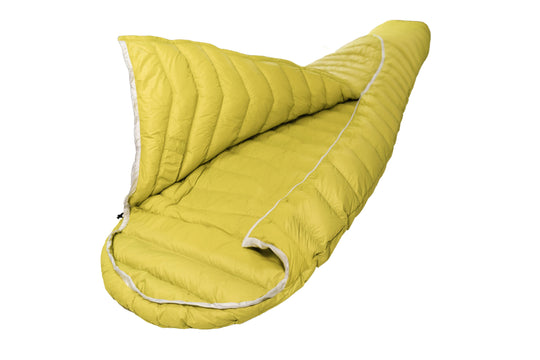 Grüezi bag Biopod DownWool Extreme Light 200 Seitenansicht aufgeschlagen