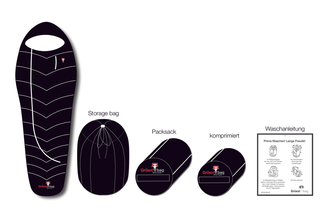 Grüezi bag Wollschlafsack Biopod DownWool Extreme Light 200 - Lieferumfang