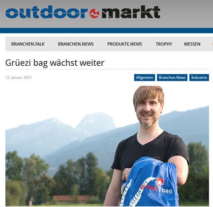 Magazin 'Outdoor Markt' meldet News- Vertriebsausbau für Grüezi bag!