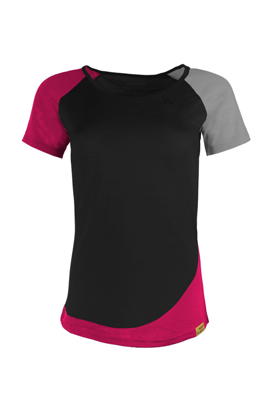 WoodWool T-Shirt Lady Janeway | Black - Raspberry Red