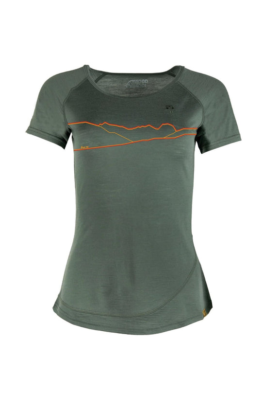 WoodWool T-shirt Damen Kira Hometown Bayberry Green Front
