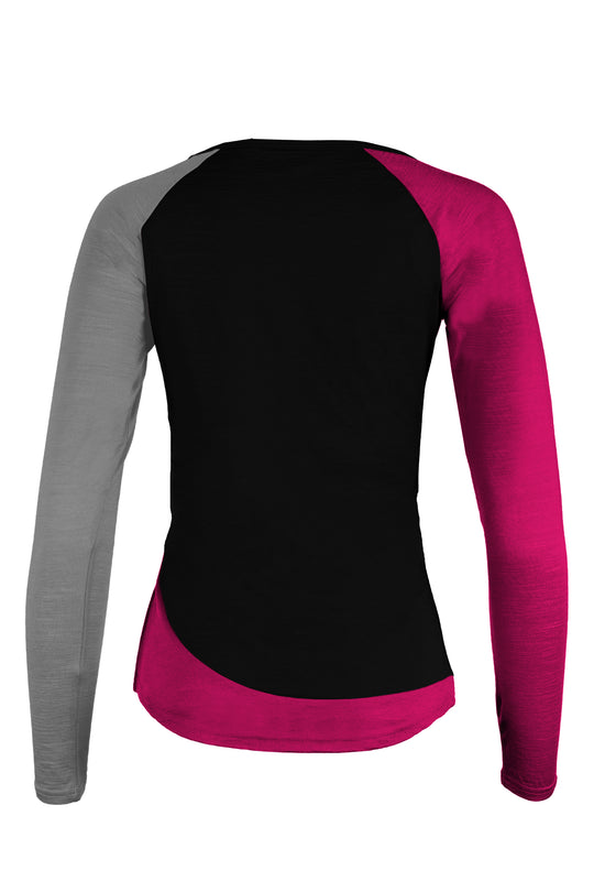 WoodWool Longsleeve Lady Phillippa | Black - Raspberry Red