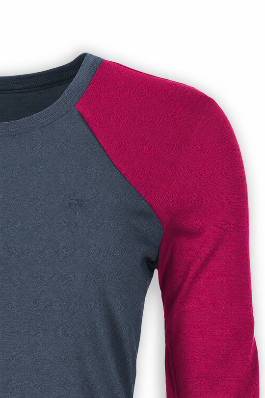 WoodWool Longsleeve Lady Phillippa | Ocean Cavern - Raspberry Red - Grüezi bag