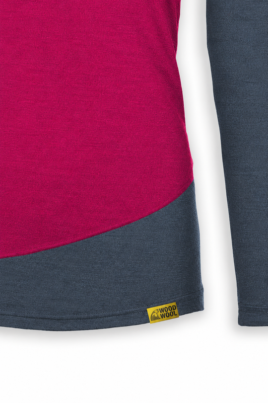 WoodWool Longsleeve Lady Phillippa | Ocean Cavern - Raspberry Red - Grüezi bag
