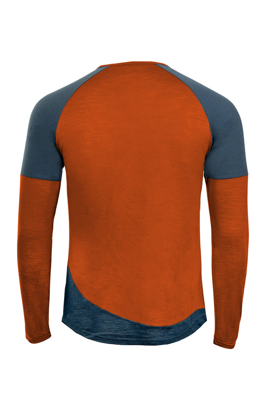 WoodWool Longsleeve Mr. Picard | Tiger Orange - Ocean Cavern