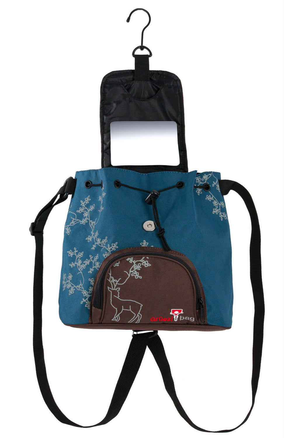 Kulturbeutel Kultursackerl blau aufgehängt